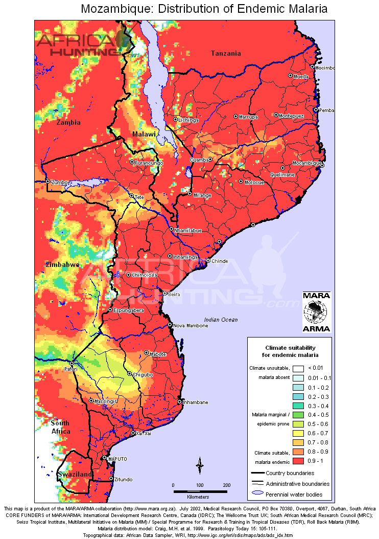 malaria map of mozambique