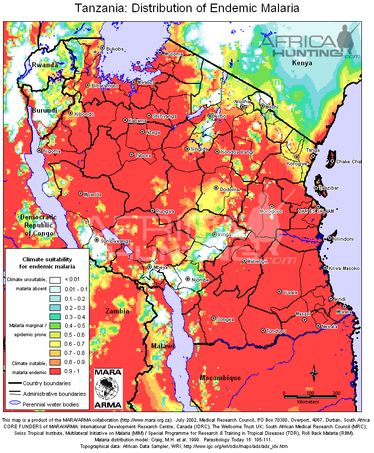 malaria map of tanzania