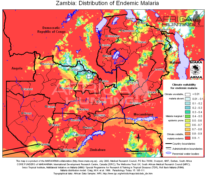 malaria map of zambia
