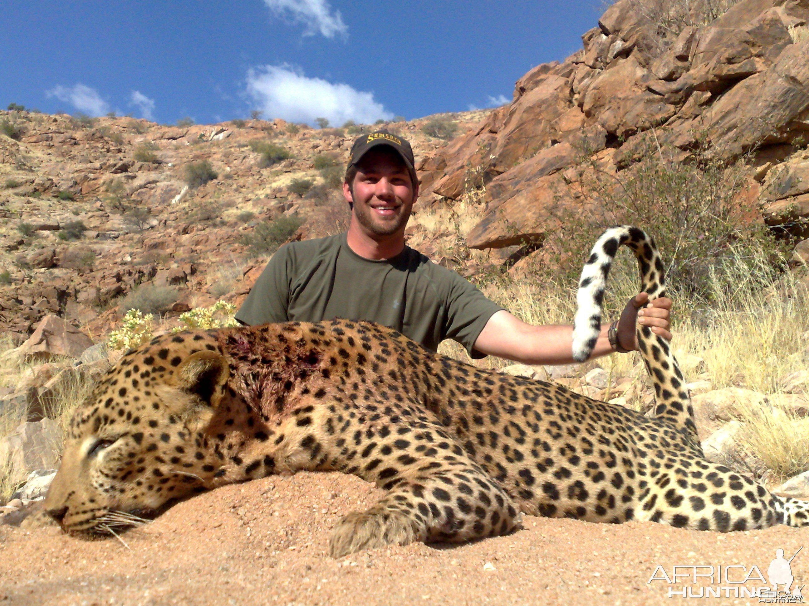 A beautiful pre - Namib leopard tracked by Sparks Hounds 2009