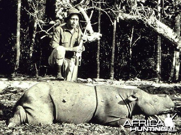 Captain George L. Anderson with a Javan Rhinoceros