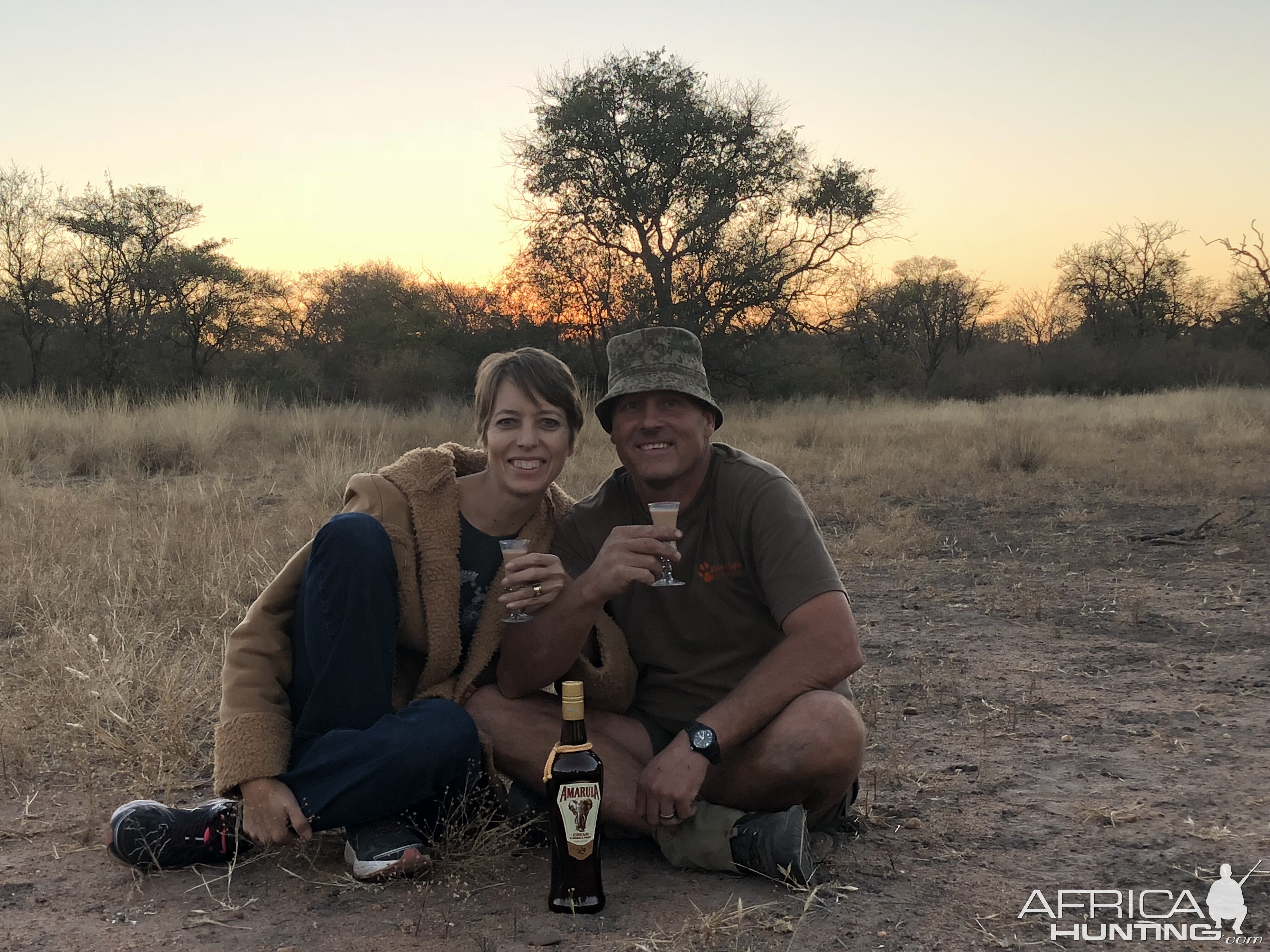 Enjoying an African sunset with my wife