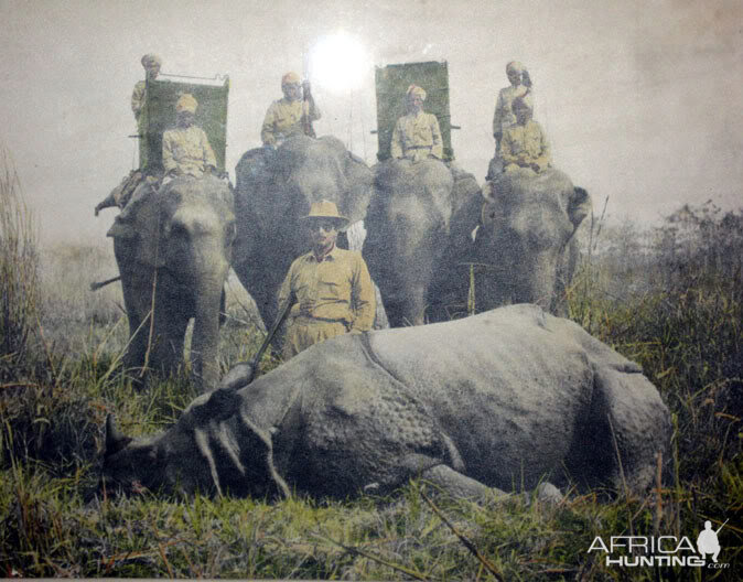Hunting Rhino in India ca 1950