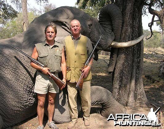 King Juan Carlos of Spain Elephant hunted with Rann Safaris in Botswan