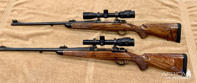 Pair of AHR hunting rifles in 375 H&H and 505 Gibbs