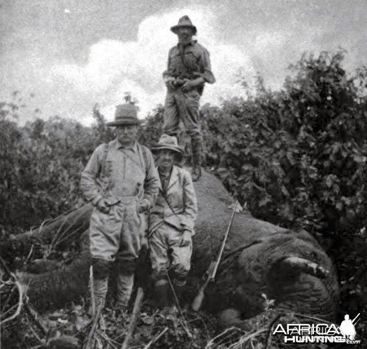 Theodore Roosevelt and bull elephant shot at Meru