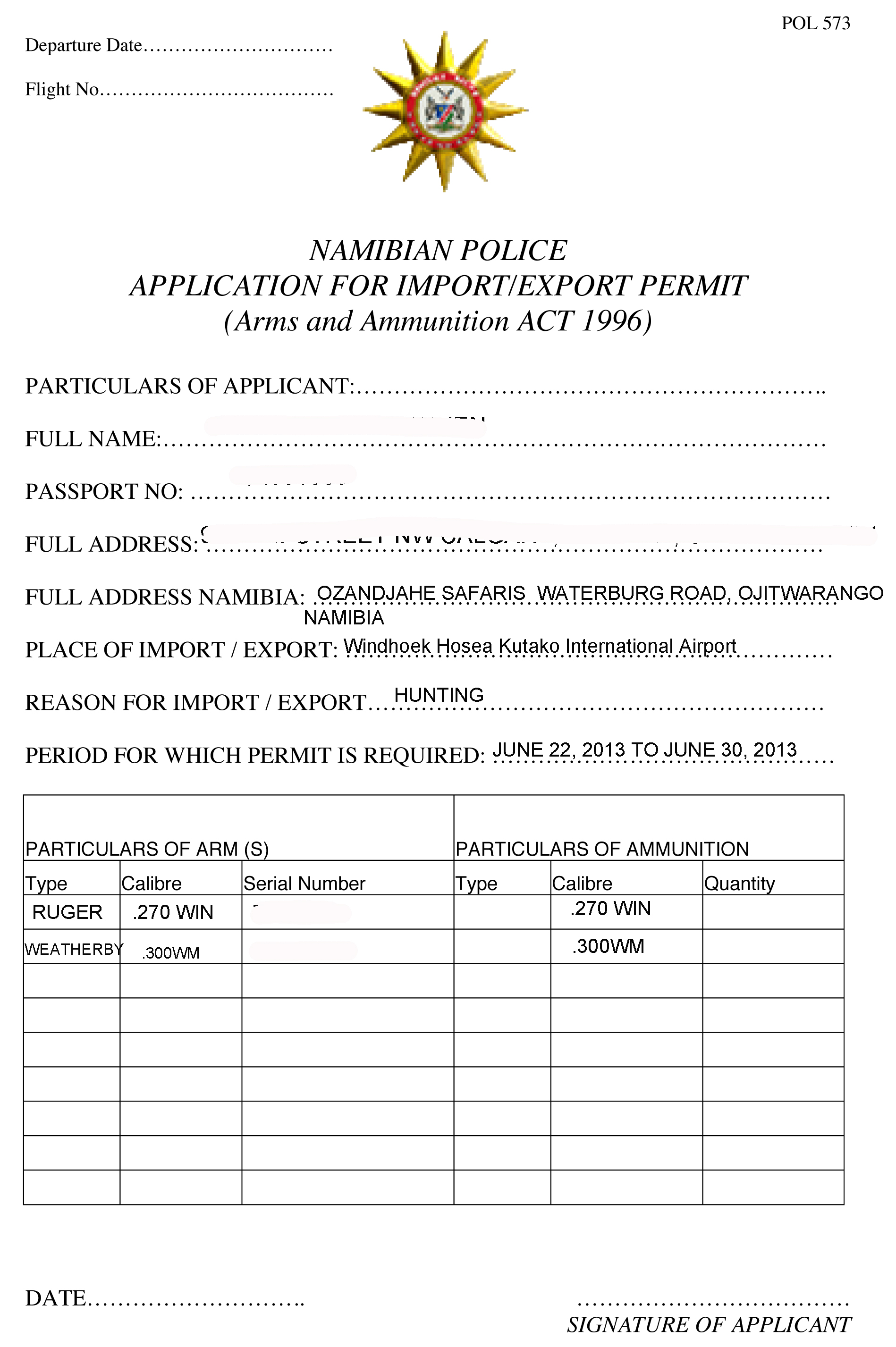 WPB NAMIBIA FIREARM PERMIT 2013.jpg