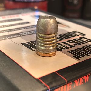 43.5gr H4198 with the 265gr gas checked Ranch Dog bullet