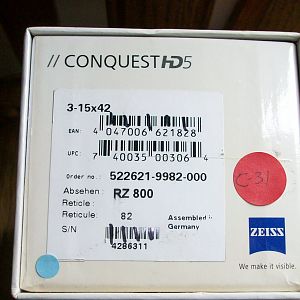 Zeiss Conquest HD5 3-15X42 RZ 800 Riflescope