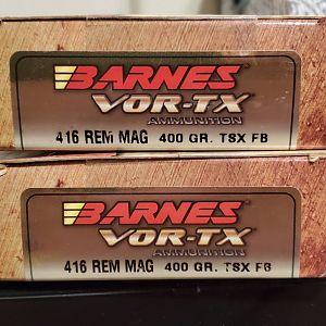 416 Remington ammo Barnes 400gr TSX