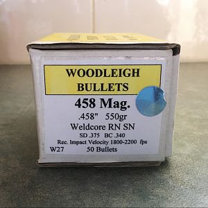 Woodleigh 458 Mag Weldcore RN SN