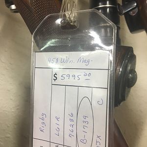Rigby 458 Win Mag Rifle