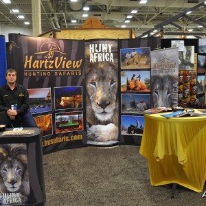 Hartzview Hunting Safaris booth at the Dallas Safari Club convention