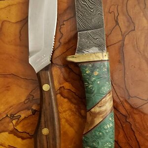 D. H. Russel Belt Knife & Custom Damascus Steel Knife
