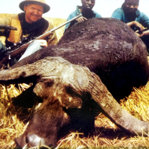 Ron Mannix with his incredible 54-inch buffalo, guided by Robin Hurt-Moyowosi Game Reserve, Tanzania