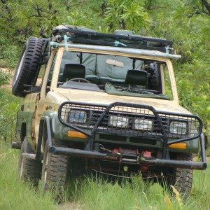 One of three hunting vehicles of Central African Wildlife Adventures