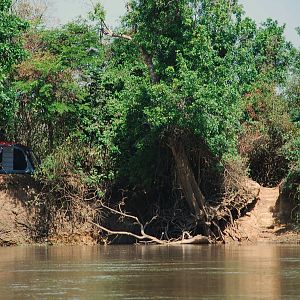 View from river Bongo of fly camp in CAR with Central African Wildlife Adve
