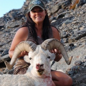 My wife with her Dall Sheep hunted in Alaska