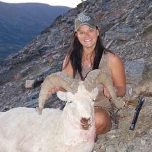 My wife with her Dall Sheep hunted in Alaska
