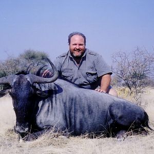 Holstein Hunting Safaris Namibia - Client with Wildebeest