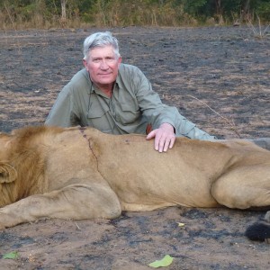 Lion hunted in Central Africa with Club Faune