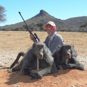 Hunting Chacma baboon in Namibia