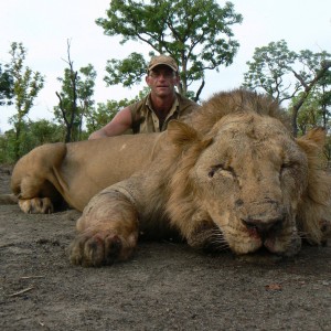 Lion hunt in Central Africa