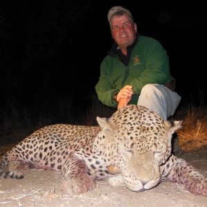 Leopard hunted with Ozondjahe Hunting Safaris in Namibia