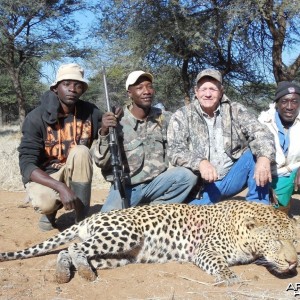 Leopard hunted with Ozondjahe Hunting Safaris in Namibia