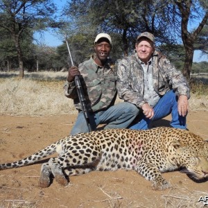 Leopard hunted with Ozondjahe Hunting Safaris in Namibia