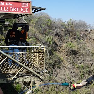 Paul bungee jumping off the Zambezi R bridge