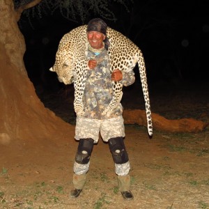 Leopard hunted at Ozondjahe Hunting Safaris in Namibia