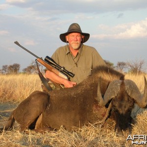 Black Wildebeest hunted with Ozondjahe Hunting Safaris in Namibia