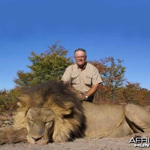 Lion hunted with Johan Calitz Safaris in Botswana