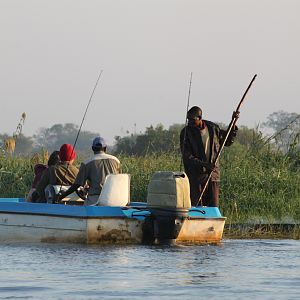 Example of one of the lodge boats used for fishing