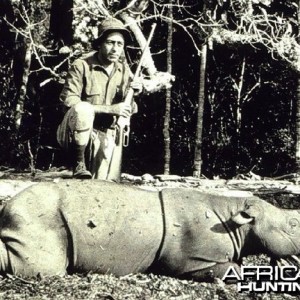 Captain George L. Anderson with a Javan Rhinoceros