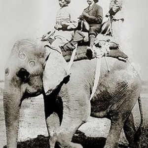 King George V, mounted on Elephant, departing for a shikar