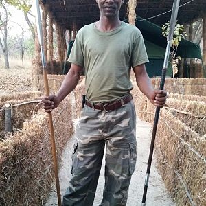 Our tracker with spears on a anti poaching patrol