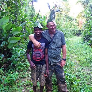 Having fun while hunting Congolese jungle
