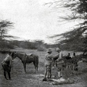 Theodore Roosevelt and Medlicott at the spot for the first day of lion hunt