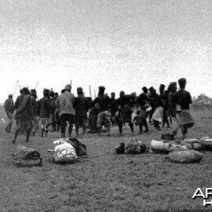 Theodore Roosevelt, porters dancing when breaking camp in Kamiti