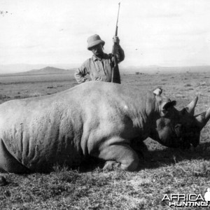 Theodore Roosevelt with black rhino