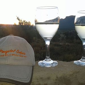 Glass of wine after hunting South Africa