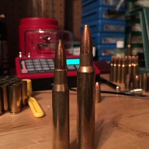 Bullet Comparison 30-06 on the left and 8 Mag on the right