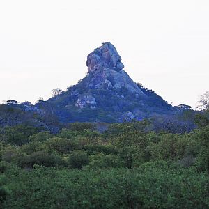 Granite outcroppings in the fading light in Zimbabwe