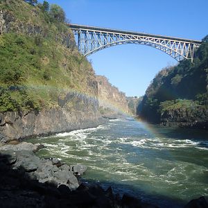 View of Historical Bridge from Zambezi rivers edge