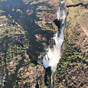 Victoria falls from a chopper