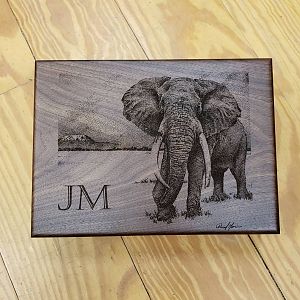 Elephant Scrimshaw Art Box