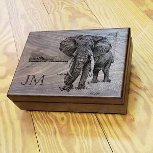 Elephant Scrimshaw Art Box
