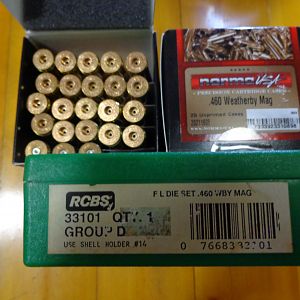 .460 Weatherby RCBS Die Set & 45 Norma Unfired Cases